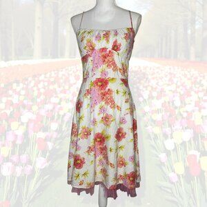 Vintage Ruby Rox Size 7 Floral Eyelet Sundress Pink White Tulle Fit & Flare Y2K